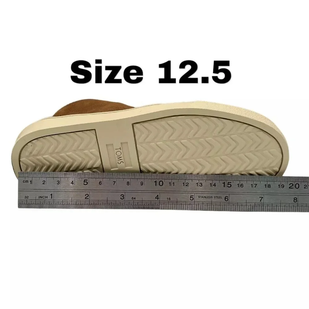 TOMS Little Boy's Leather Sneaker Booties Size 12.5 Brown Grained Finish Lace-up